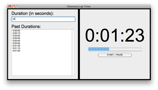 screenshot of chem timer